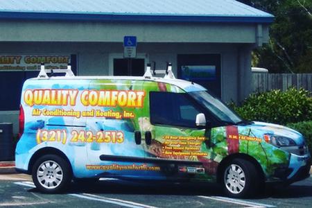 Quality Comfort Air Conditioning and Heating Inc. work vehicle